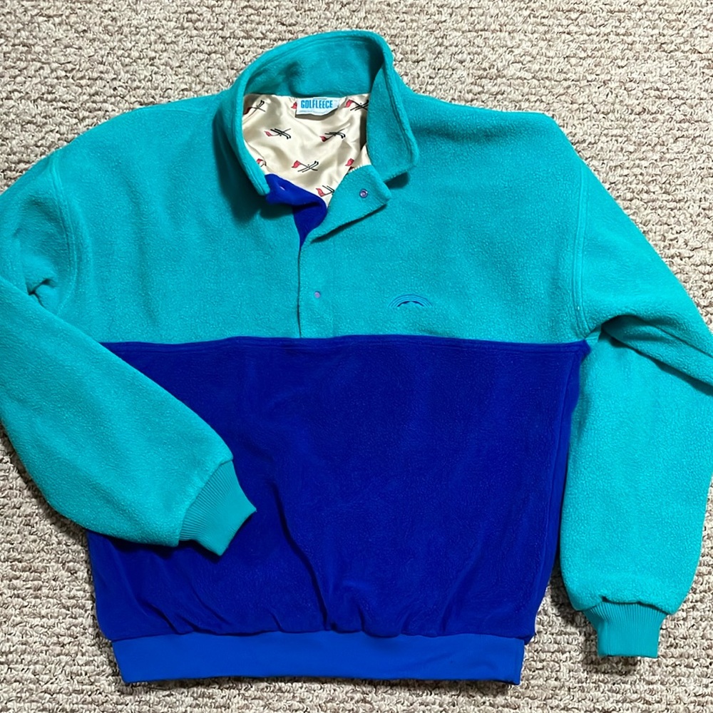 Sun Mountain Sports Golf Fleece polartec teal blue pullover sweatshirt men’s XL
